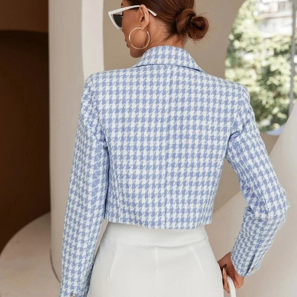 Houndstooth Print Double Breasted Blazer Workwear - Picture 2 of 6